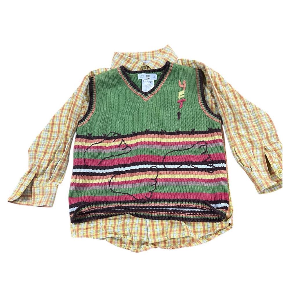 Deux Par Deux Yeti Sweater‎ Vest And Shirt Size 4